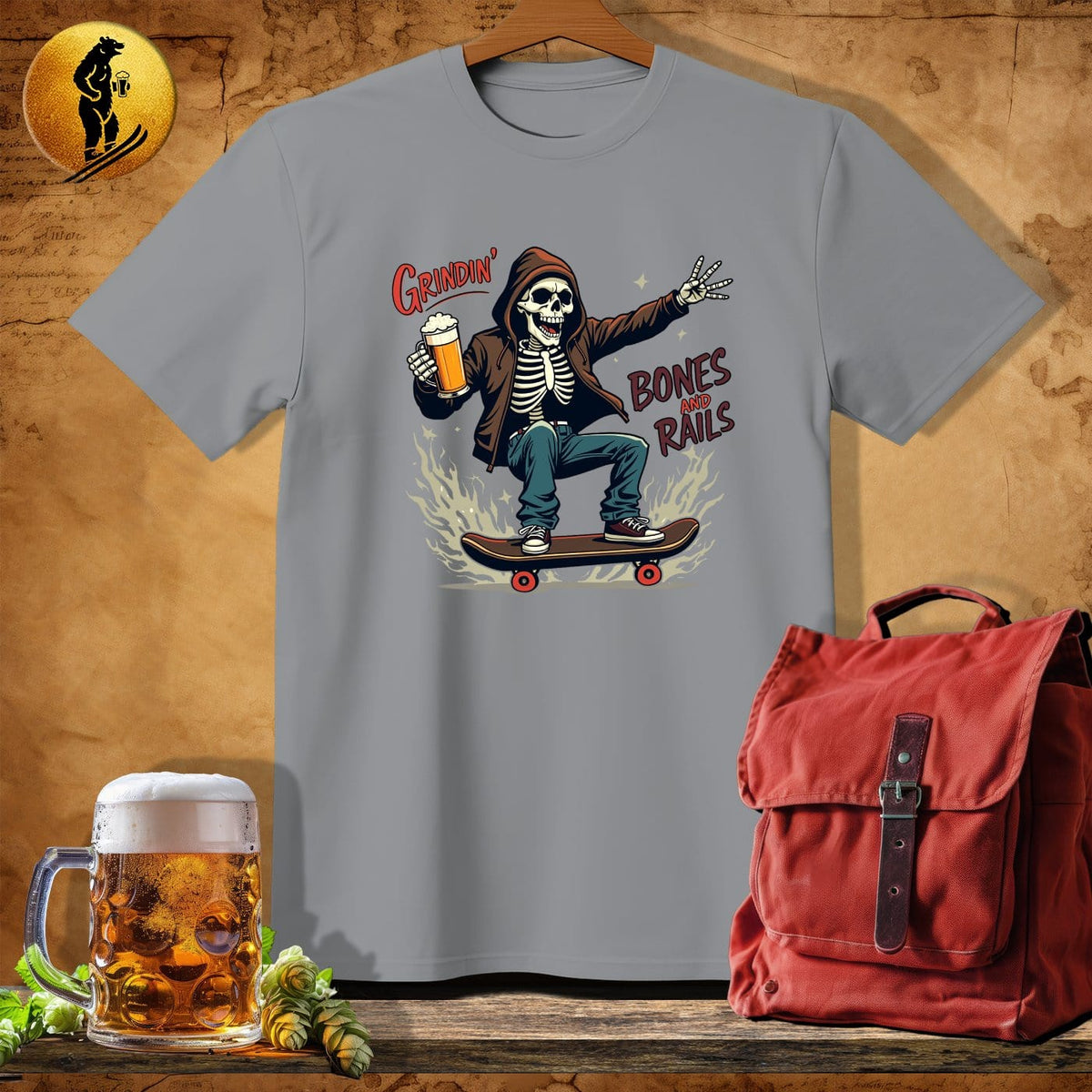 MyDesigns Physical Item Sport Grey / S Skater Skeleton T-Shirt