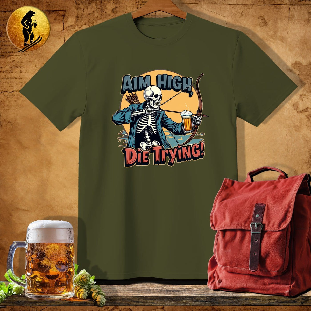 MyDesigns Physical Item Military Green / S Skeleton Archer T-Shirt