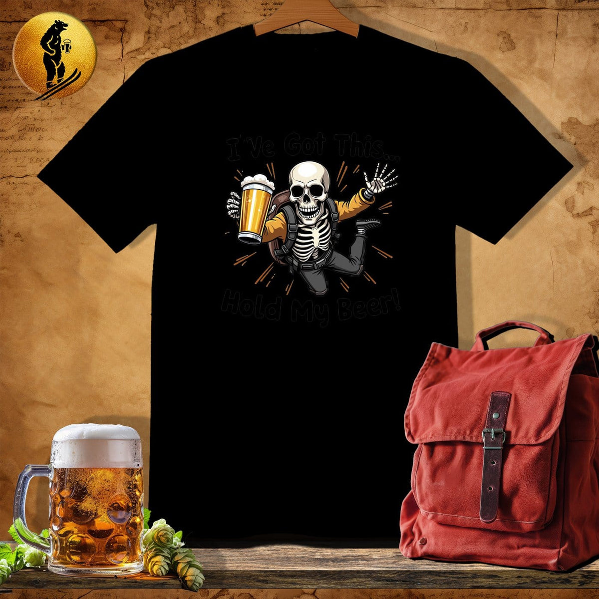 MyDesigns Physical Item Black / S Skeleton Sky Diver T-Shirt