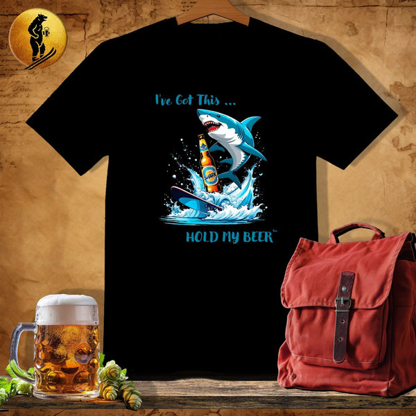 MyDesigns Physical Item Black / S Skiing Shark T-Shirt