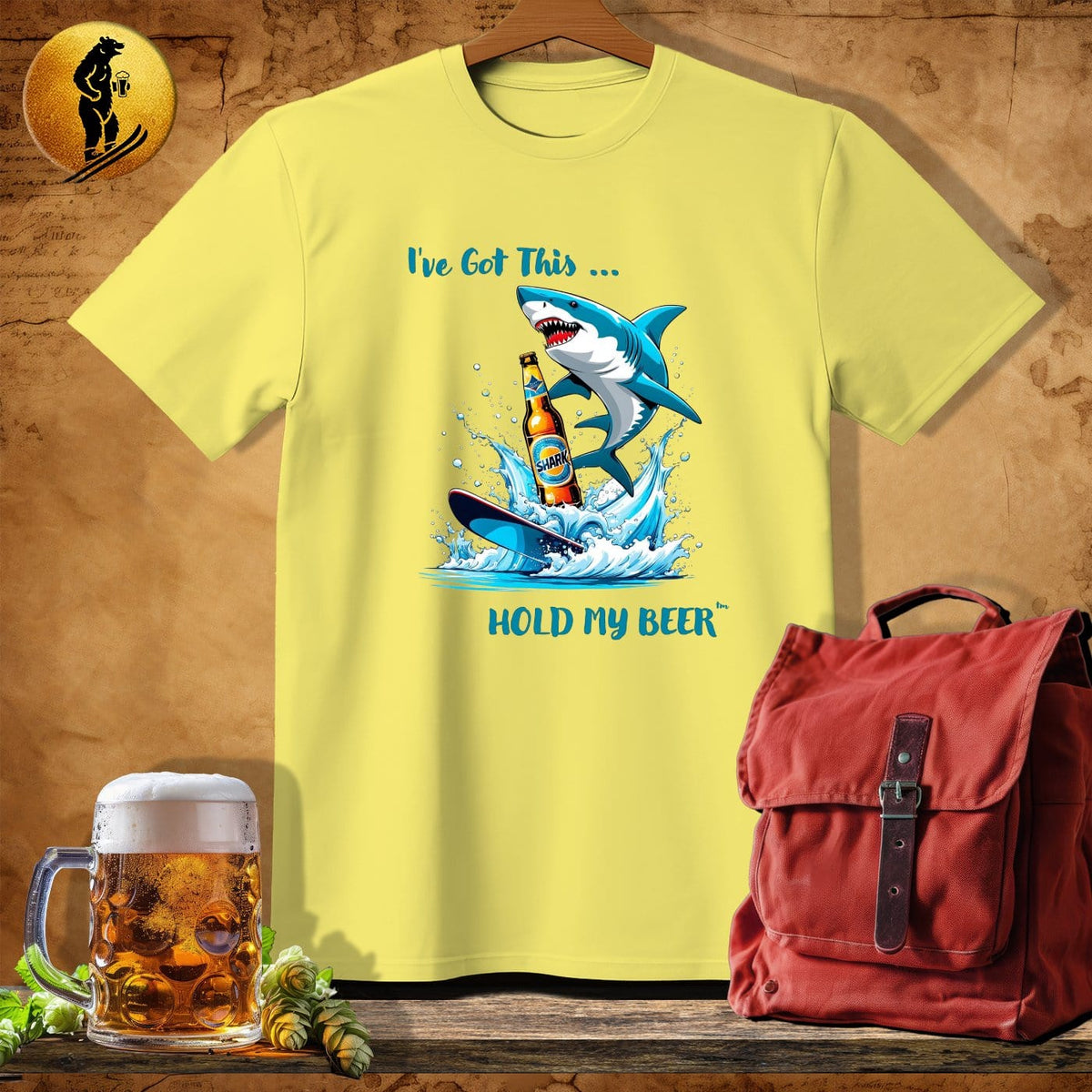 MyDesigns Physical Item Cornsilk / S Skiing Shark T-Shirt