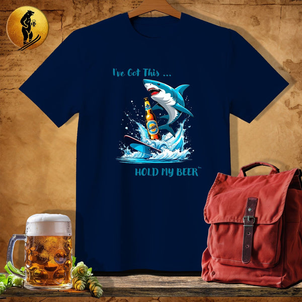 MyDesigns Physical Item Navy / S Skiing Shark T-Shirt