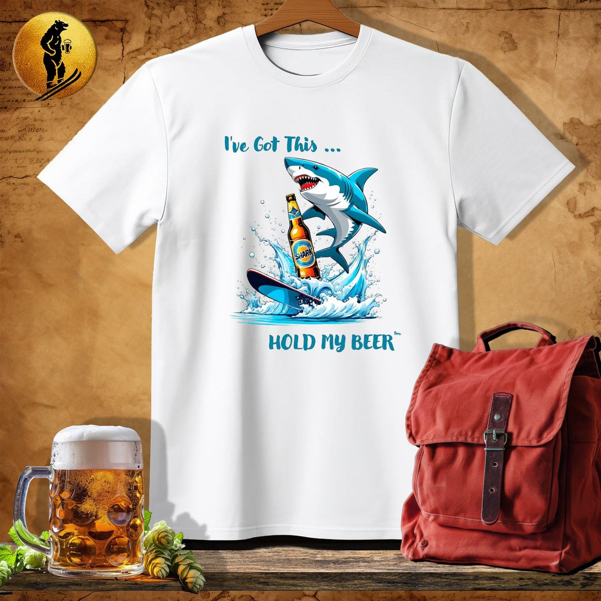 MyDesigns Physical Item White / S Skiing Shark T-Shirt