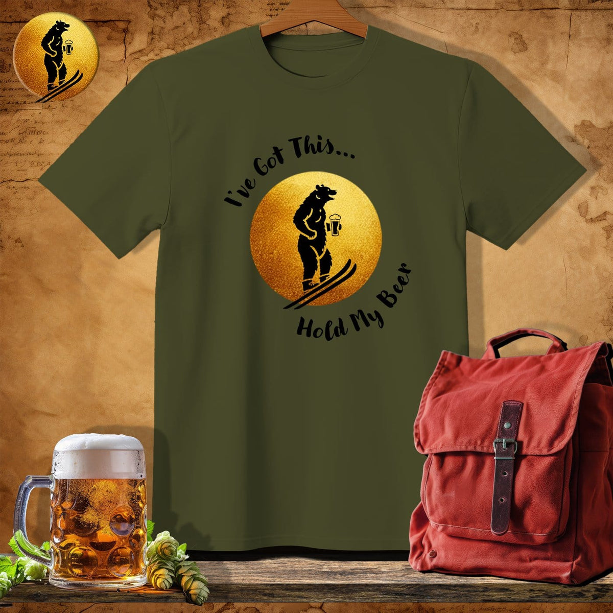 MyDesigns Physical Item Military Green / S Slider Bear T-Shirt