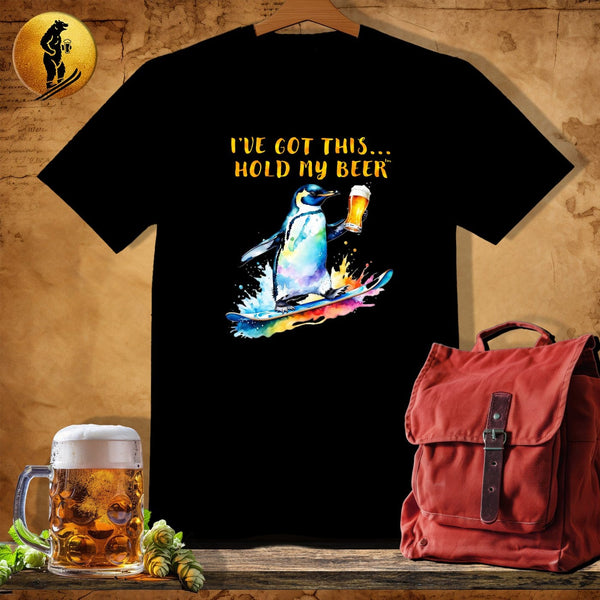 MyDesigns Physical Item Black / S Snowboarding Penguin T-Shirt