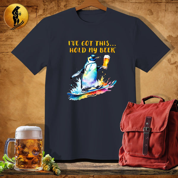 MyDesigns Physical Item Dark Heather / S Snowboarding Penguin T-Shirt