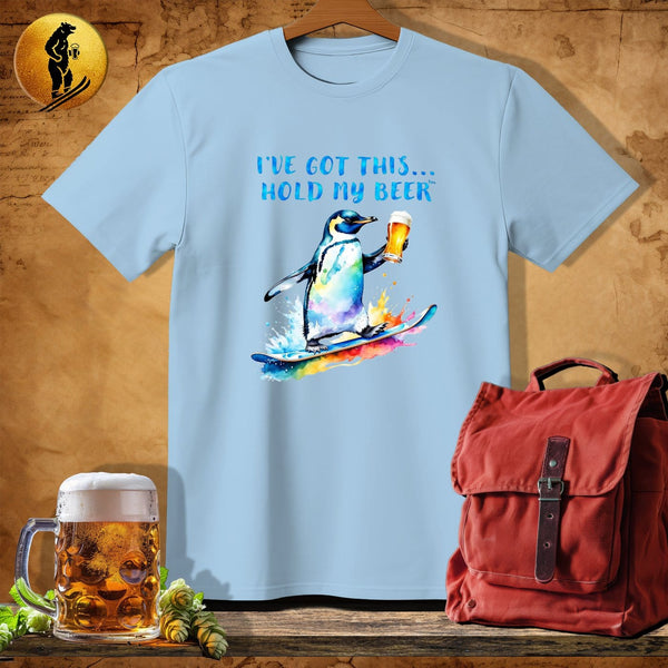 MyDesigns Physical Item Light Blue / S Snowboarding Penguin T-Shirt