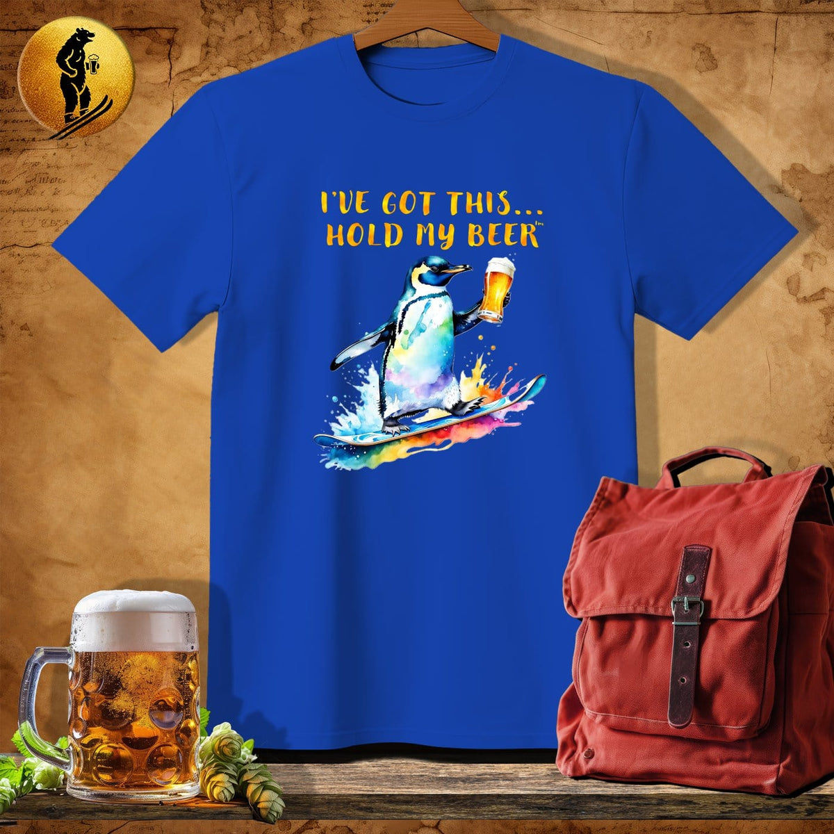 MyDesigns Physical Item Royal / S Snowboarding Penguin T-Shirt