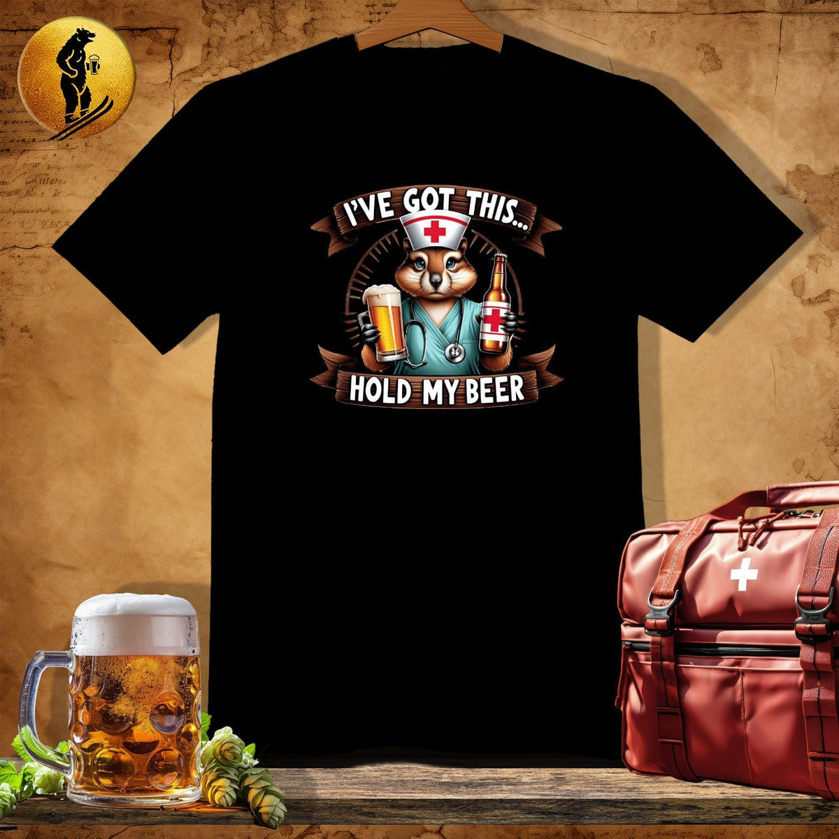 MyDesigns Physical Item Black / S Squirrel Nurse T-Shirt