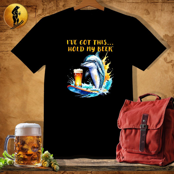 MyDesigns Physical Item Black / S Surffing Dolphin Waves T-Shirt