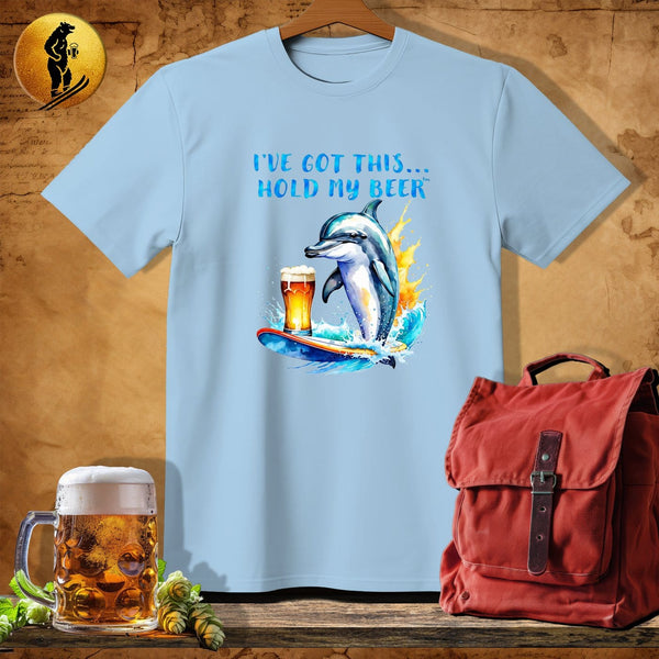 MyDesigns Physical Item Light Blue / S Surffing Dolphin Waves T-Shirt
