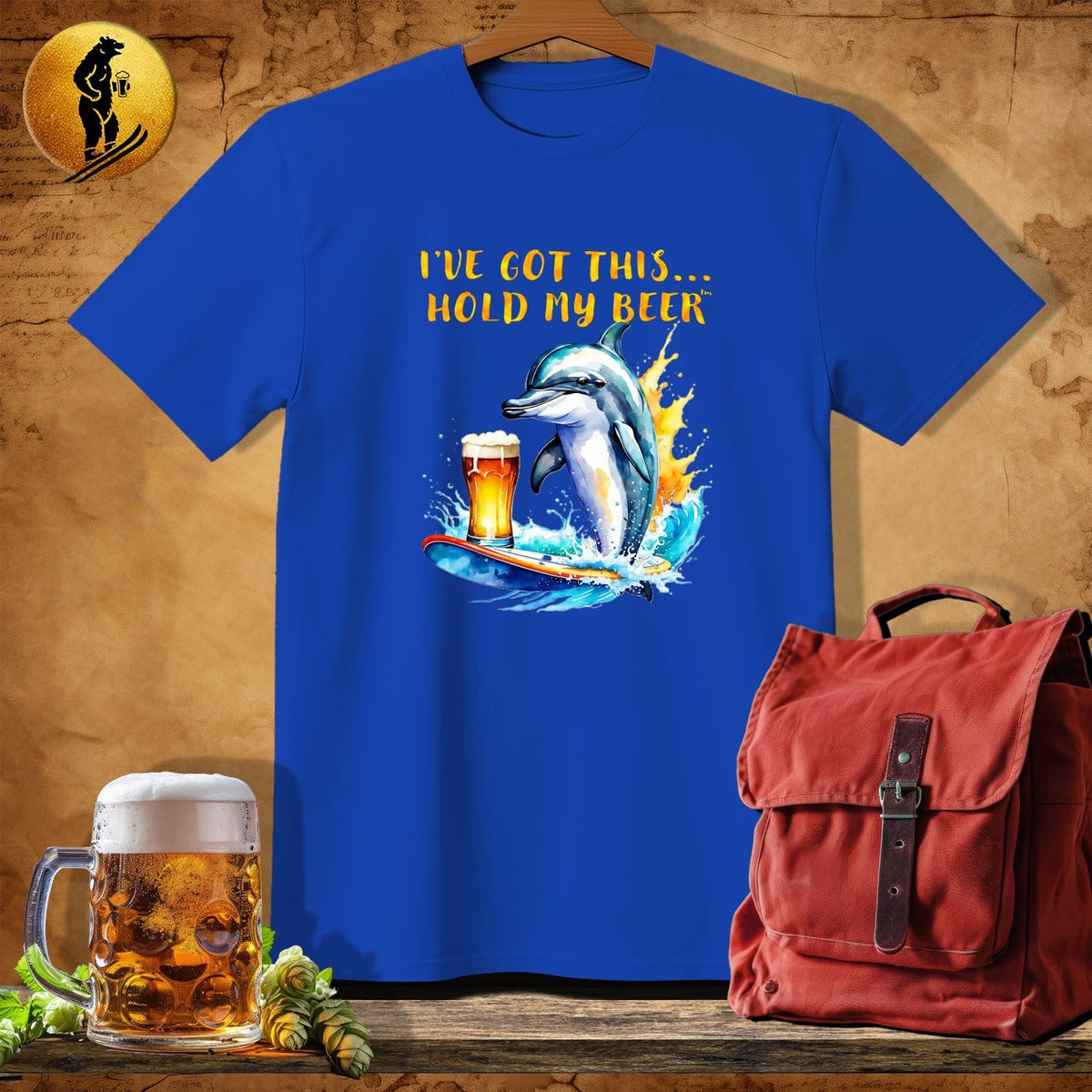 MyDesigns Physical Item Royal / S Surffing Dolphin Waves T-Shirt