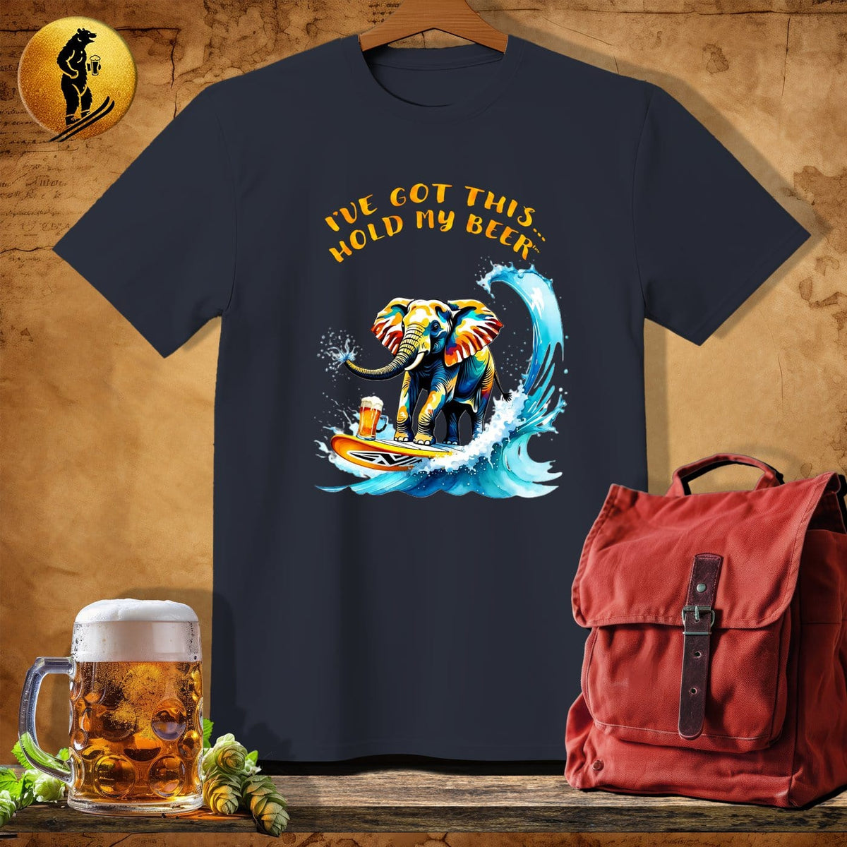 MyDesigns Physical Item Dark Heather / S Surfin Pacaderm T-Shirt