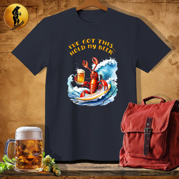 MyDesigns Physical Item Dark Heather / S Surfing Lobster T-Shirt