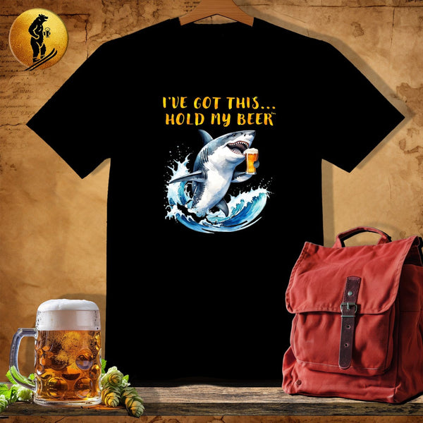 MyDesigns Physical Item Black / S Surfing Shark Tides T-Shirt