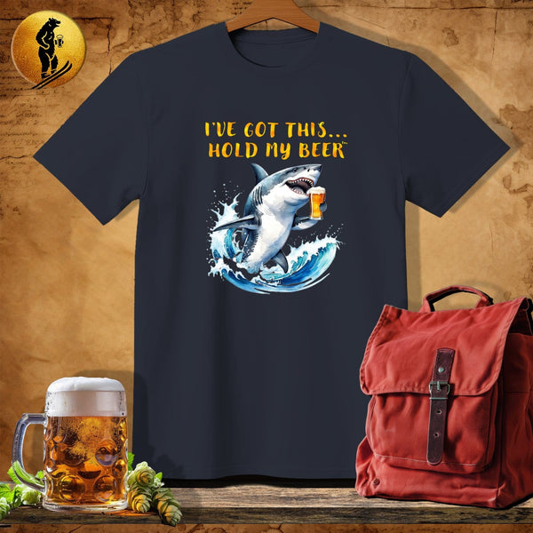 MyDesigns Physical Item Dark Heather / S Surfing Shark Tides T-Shirt