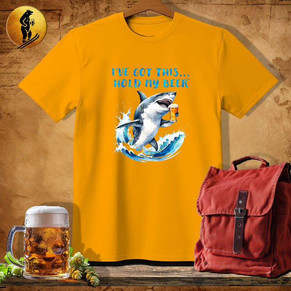 MyDesigns Physical Item Gold / S Surfing Shark Tides T-Shirt
