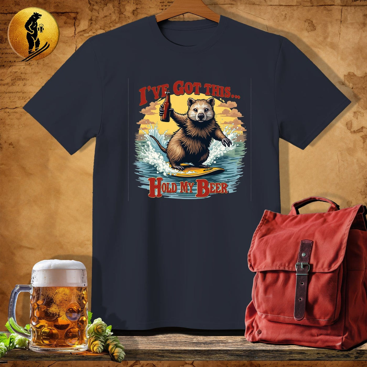 MyDesigns Physical Item Dark Heather / S Wombat Waves T-Shirt